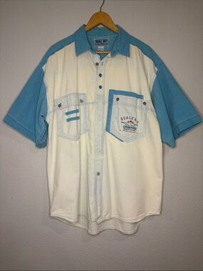 Vintage 80’s 90’s Y2K Bugle Boy stone washed cotton button front shirt L